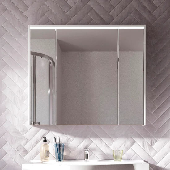 Зеркало-шкаф STWORKI Хельсинки 100 см, с подсветкой, навесной, большой, белый, прямоугольный