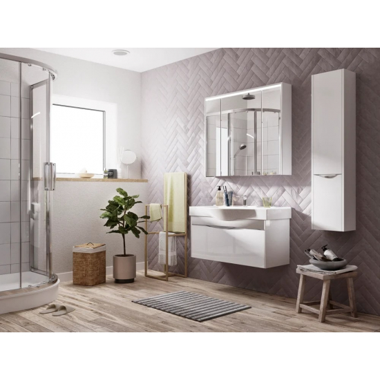 Зеркало-шкаф STWORKI Хельсинки 100 см, с подсветкой, навесной, большой, белый, прямоугольный