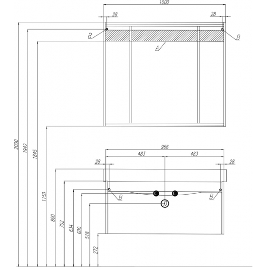 Зеркало-шкаф STWORKI Хельсинки 100 см, с подсветкой, навесной, большой, белый, прямоугольный