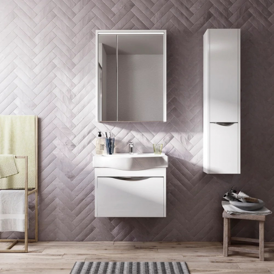 Зеркало-шкаф STWORKI Хельсинки 65 с подсветкой, навесной , белый, ДСП эмаль, светодиоды