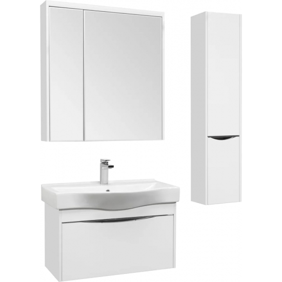 Зеркало-шкаф STWORKI Хельсинки 80 с подсветкой светодиодной, белое, прямоугольное, российское