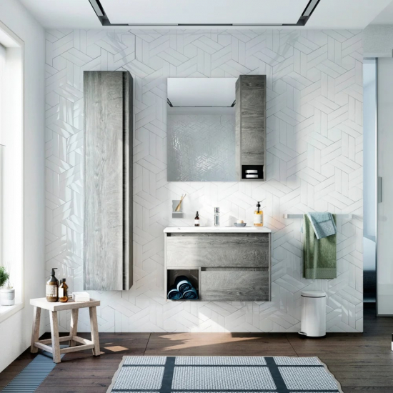 Зеркало-шкаф STWORKI Карлстад 75 R правое, дуб рошелье