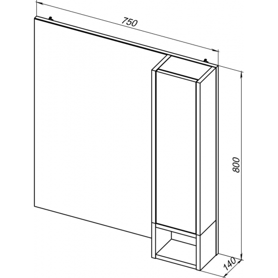 Зеркало-шкаф STWORKI Карлстад 75 R правое, дуб рустикальный