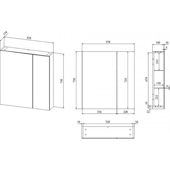 Зеркало-шкаф STWORKI Копенгаген 60 белое, навесное, прямоугольное, белое, в современном стиле