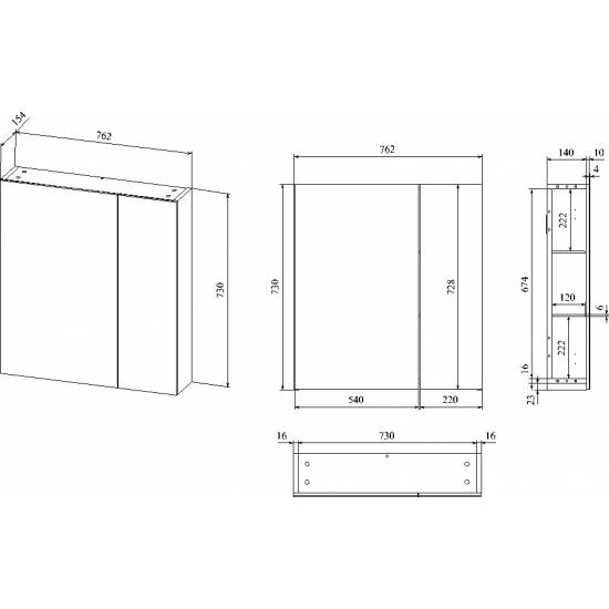 Зеркало-шкаф STWORKI Копенгаген 80 белое, навесное, прямоугольное, в современном стиле