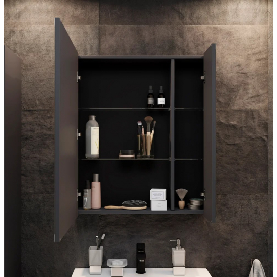 Зеркало-шкаф STWORKI Кронборг 70 см , навесное , в стиле лофт , черная , левый , прямоугольный
