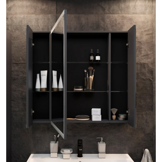 Зеркало-шкаф STWORKI Кронборг 90 см , навесной , в стиле лофт , черная , левый , прямоугольный