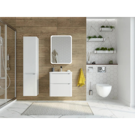 Зеркало-шкаф STWORKI Монтре 60 с подсветкой, сенсорное, светодиод в полотне, навесной, белой, МДФ