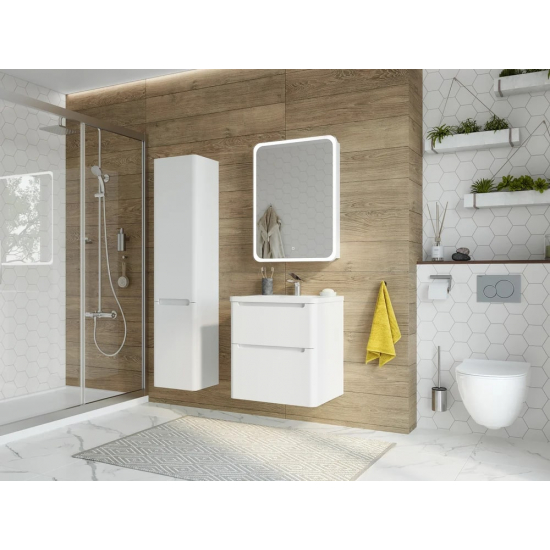 Зеркало-шкаф STWORKI Монтре 60 с подсветкой, сенсорное, светодиод в полотне, навесной, белой, МДФ