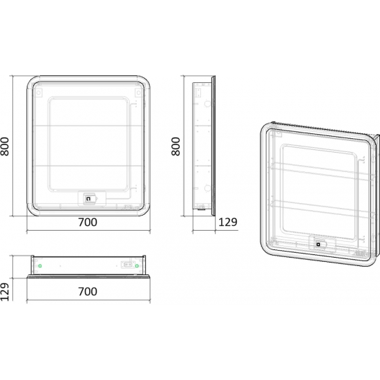 Зеркало-шкаф STWORKI Монтре 70 с подсветкой, сенсорное