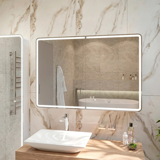 Зеркало-шкаф STWORKI Ольборг МВК078 120, с подсветкой, прямоугольный, большой, навесной, лофт