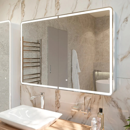 Зеркало-шкаф STWORKI Ольборг МВК078 120, с подсветкой, прямоугольный, большой, навесной, лофт