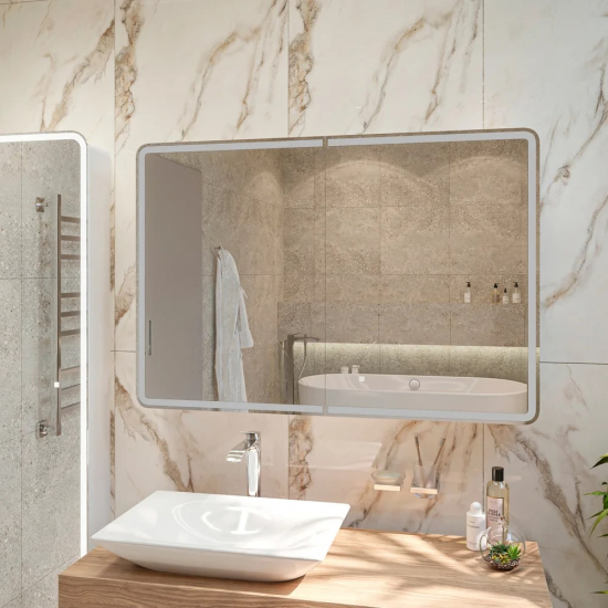 Зеркало-шкаф STWORKI Ольборг МВК078 120, с подсветкой, прямоугольный, большой, навесной, лофт