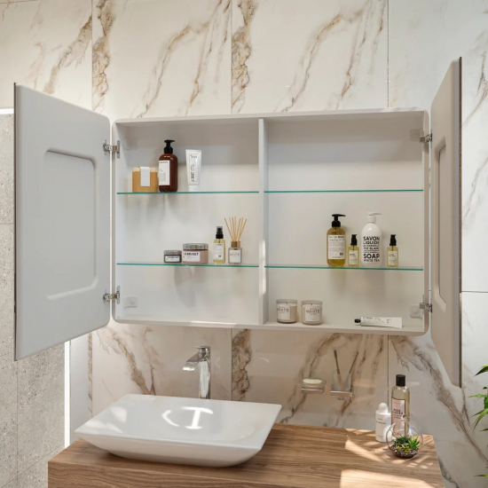 Зеркало-шкаф STWORKI Ольборг МВК078 120, с подсветкой, прямоугольный, большой, навесной, лофт