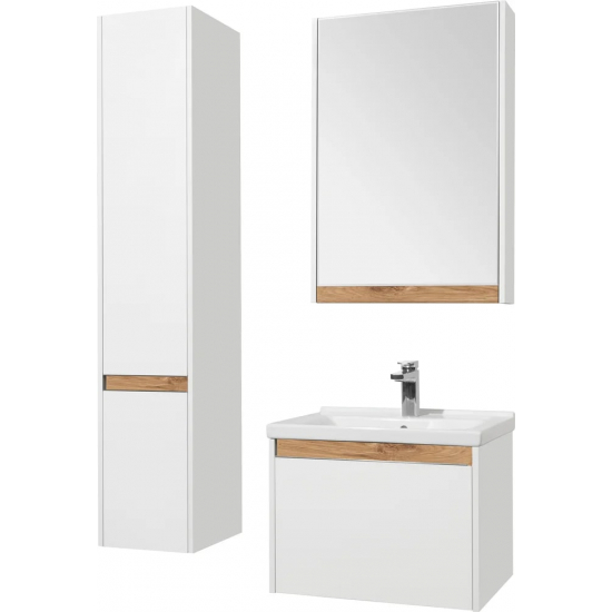 Зеркало-шкаф STWORKI Стокгольм 60, белое, под дерево, прямоугольное, в скандинавском стиле, правое