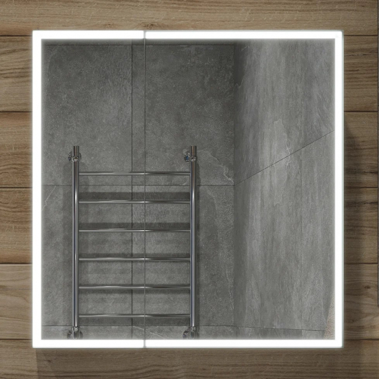 Зеркало-шкаф STWORKI Стокгольм МВК082 80, с подсветкой, прямоугольное, белое, в стиле лофт, навесное