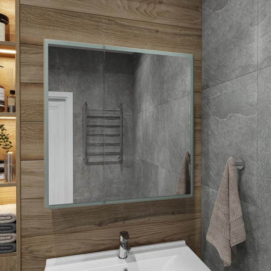 Зеркало-шкаф STWORKI Стокгольм МВК082 80, с подсветкой, прямоугольное, белое, в стиле лофт, навесное