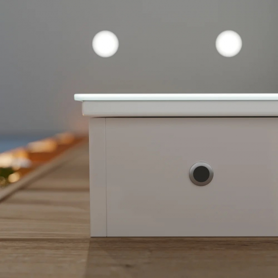 Зеркало-шкаф STWORKI Стокгольм МВК082 80, с подсветкой, прямоугольное, белое, в стиле лофт, навесное