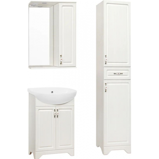 Зеркало-шкаф STYLE LINE Олеандр-2 55/С с подсветкой, рельеф пастель