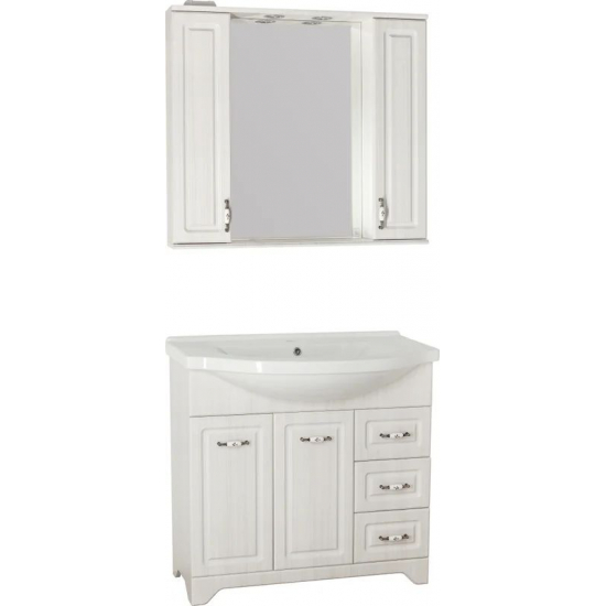 Зеркало-шкаф STYLE LINE Олеандр-2 90/С с подсветкой, рельеф пастель