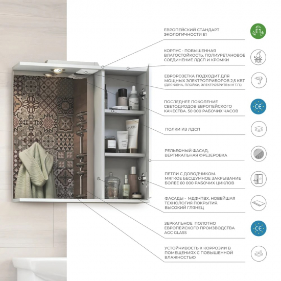 Зеркало-шкаф VIGO Diana 60 R правое