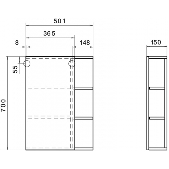 Зеркало-шкаф VIGO Nova 50