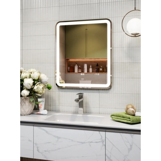 Зеркало VIGO Grani(Bora) Luxe 60 с подсветкой, антизапотеванием, часами