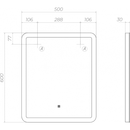 Зеркало VIGO Wing Classic 50 с подсветкой