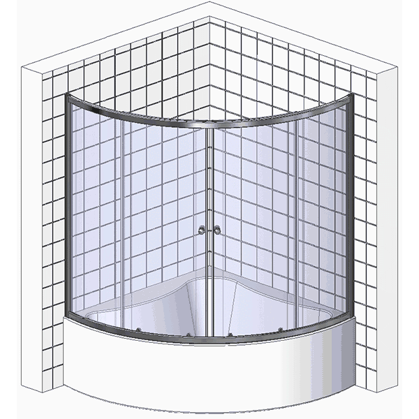 Шторка для ванны BAS Алегра 150x145 (4 створки стекло)