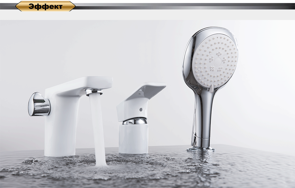 Смеситель на борт ванны D&K Berlin Steinbeis DA1434916 на 3 отверстия хром/белый