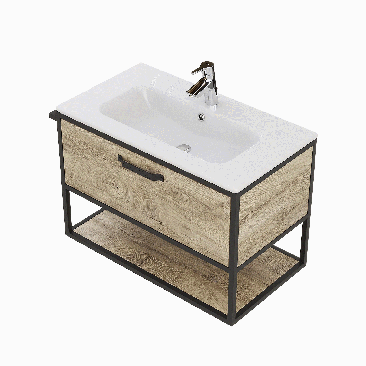 Тумба с раковиной АКВАТОН Лофт Фабрик 80 дуб эндгрейн