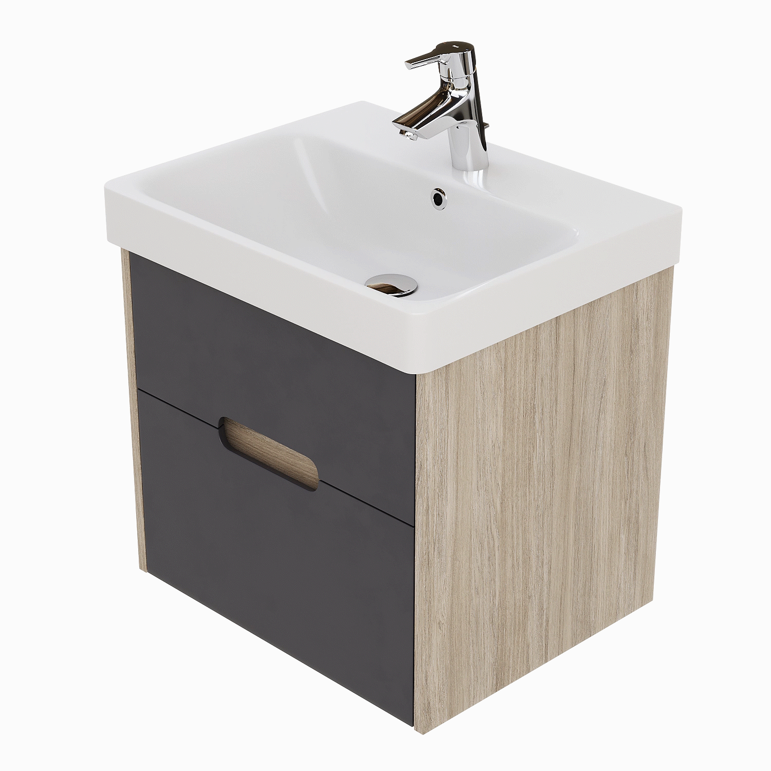 Тумба с раковиной АКВАТОН Оливия 55, грей/дуб ойстер