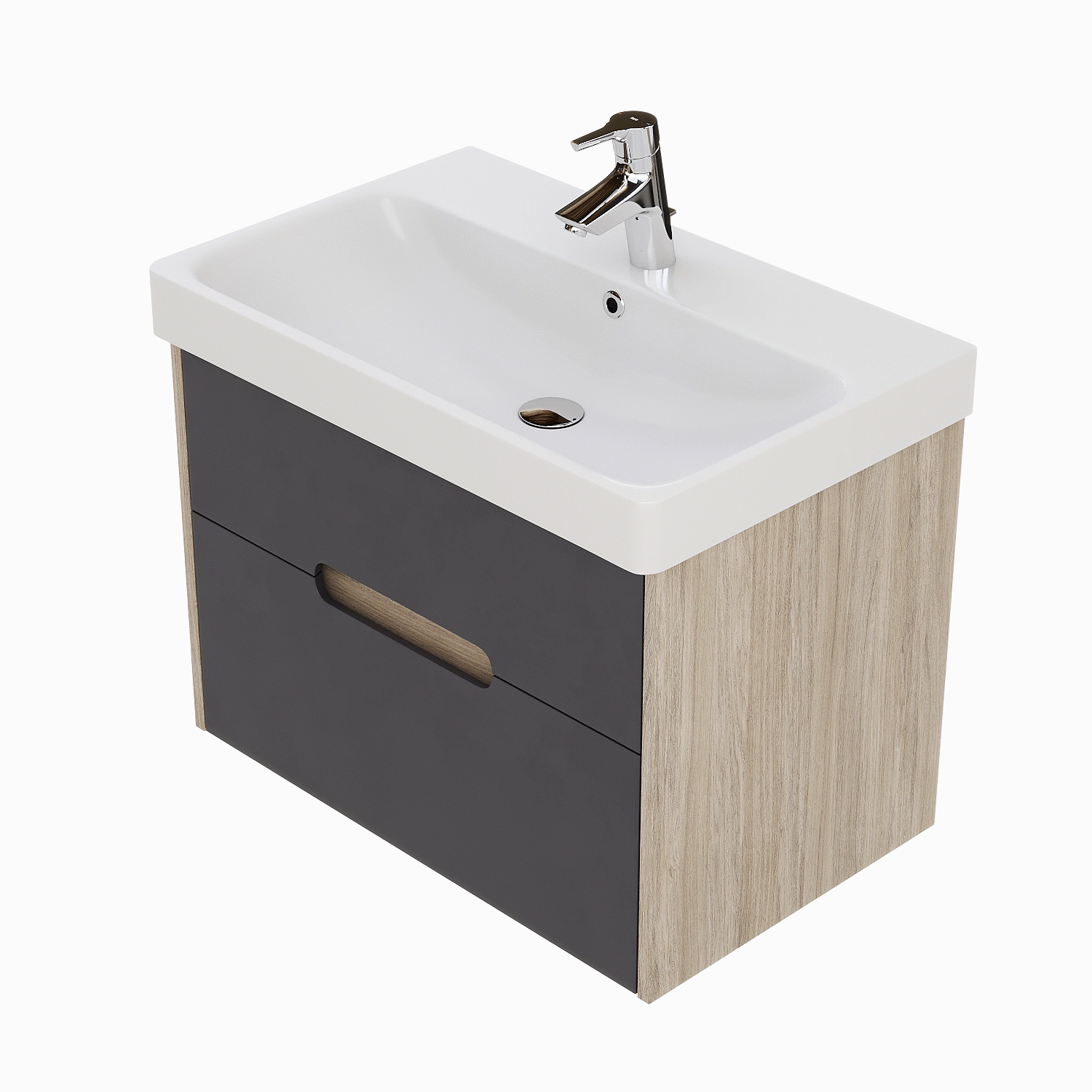 Тумба с раковиной АКВАТОН Оливия 70, грей/дуб ойстер