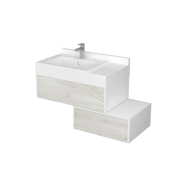 Тумба с раковиной АКВАТОН Сакура 80 L, ольха наварра, белая